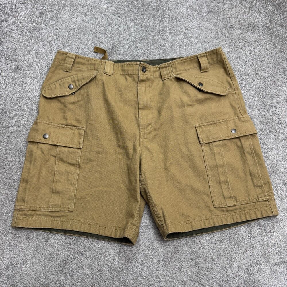 Duluth Trading Co Heavyweight Canvas Cargo Shorts Mens 42 Khaki Brown Outdoor